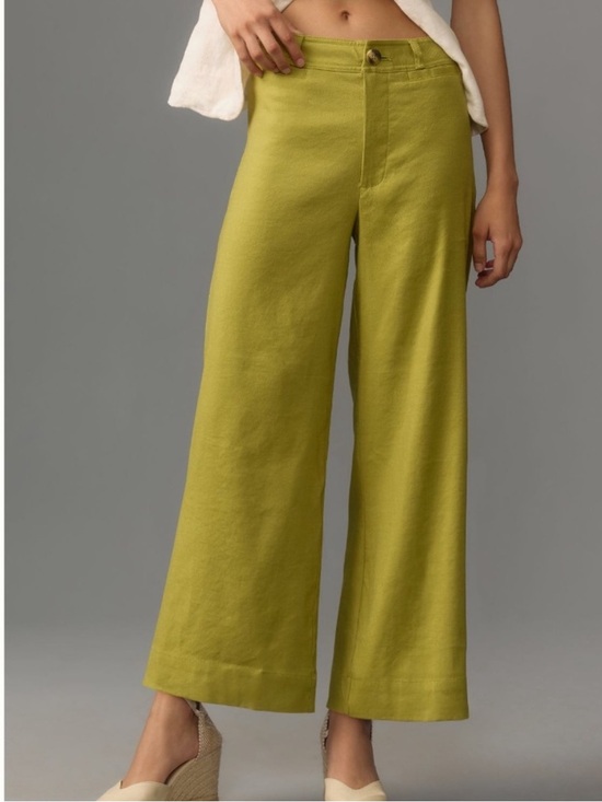 Pants - Anthropologie Ettie High-Rise Crop Wide-Leg Pants by Maeve: Linen Edition holly